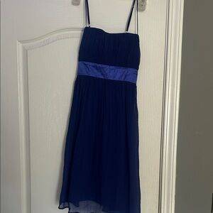 Elegant Navy Blue Dress with Purple Accent